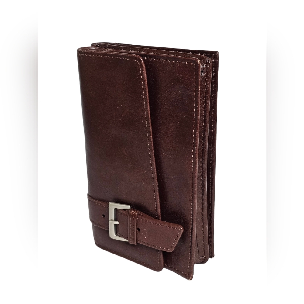 Rolfs Double Flap Multi Wallet Coin Pouch Zip Snap ID Window Brown Leather New